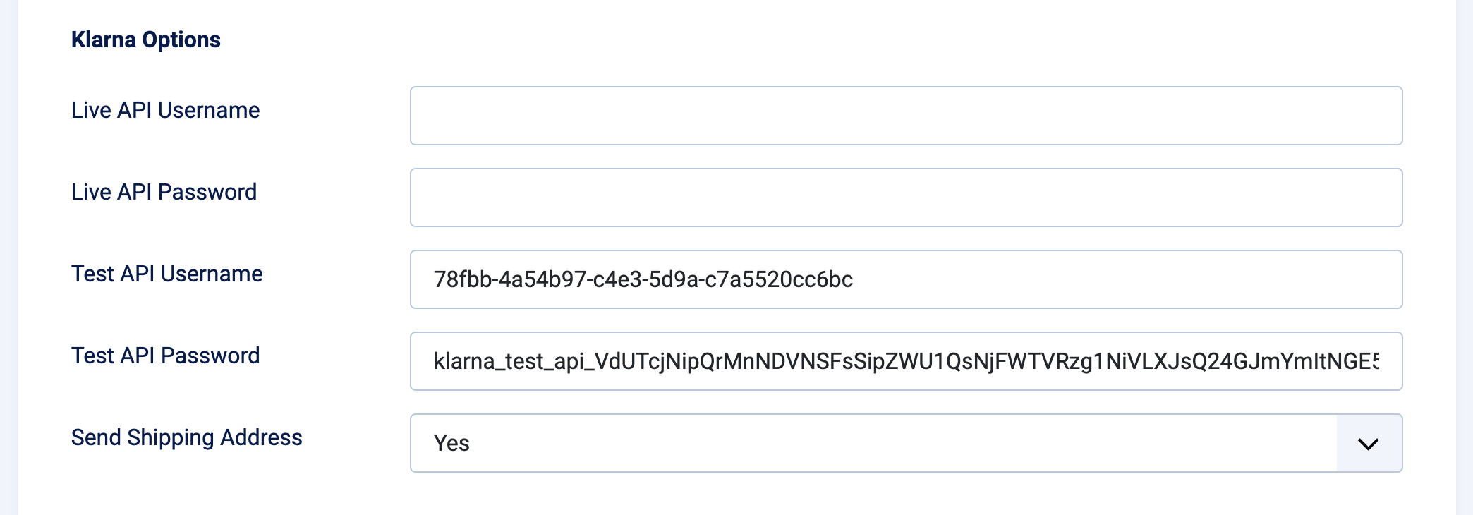 Klarna Payments HPP for Phoca Cart. Payment method options tab. Klarna options